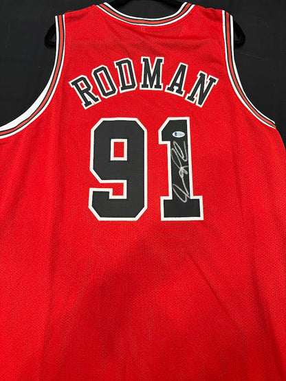 Dennis Rodman Autographed Hand Signed Custom Chicago Bulls Jersey - Beckett COA