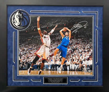 Dirk Nowitzki Autographed Hand Signed Custom Framed 16x20 Dallas Mavericks Photo - Fanatics COA