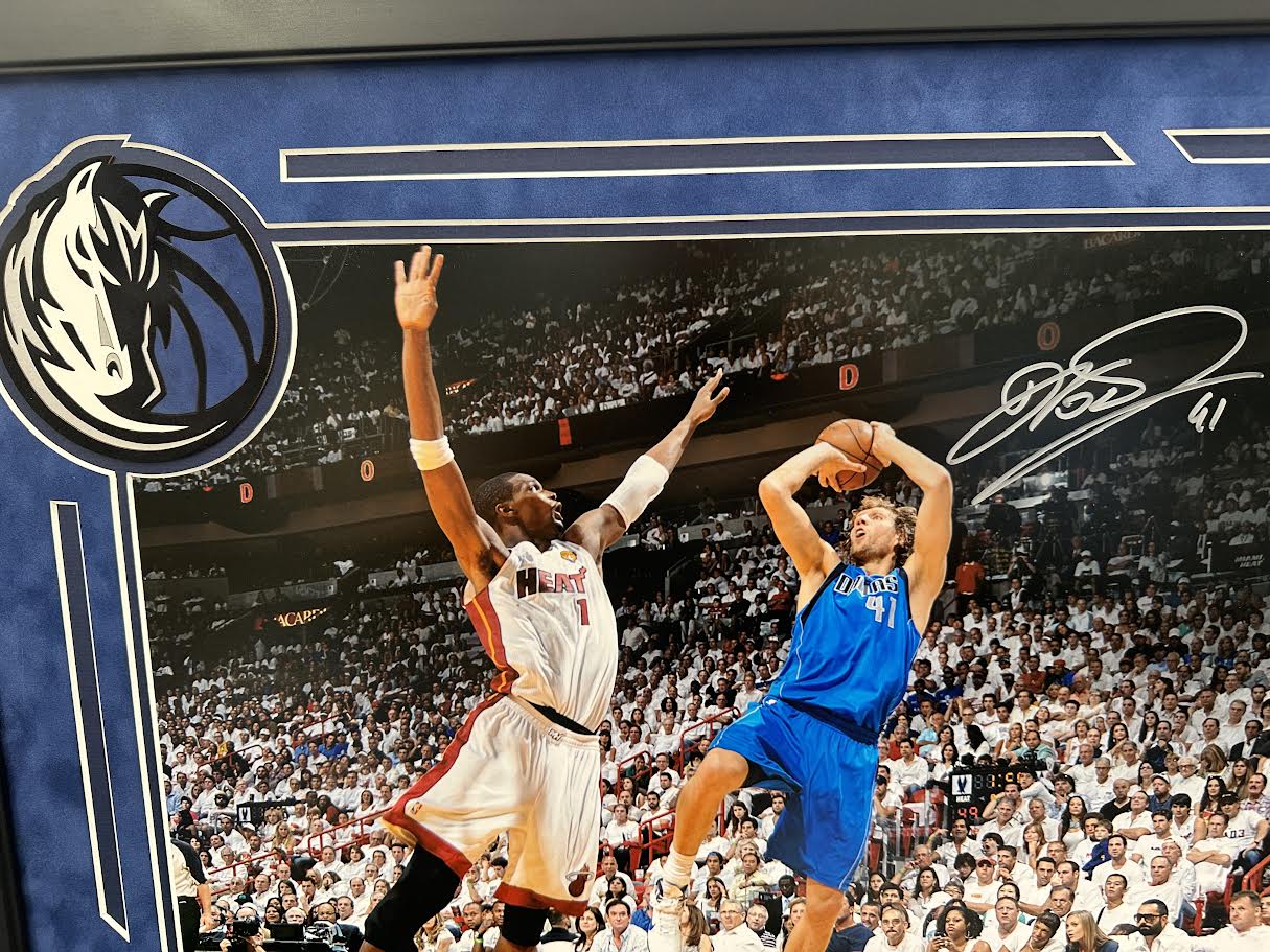 Dirk Nowitzki Autographed Hand Signed Custom Framed 16x20 Dallas Mavericks Photo - Fanatics COA