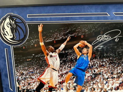 Dirk Nowitzki Autographed Hand Signed Custom Framed 16x20 Dallas Mavericks Photo - Fanatics COA