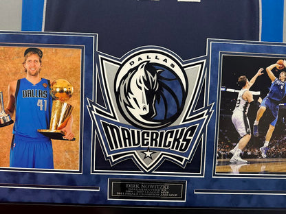 Dirk Nowitzki Autographed Hand Signed Custom Framed Dallas Mavericks Jersey - Beckett COA