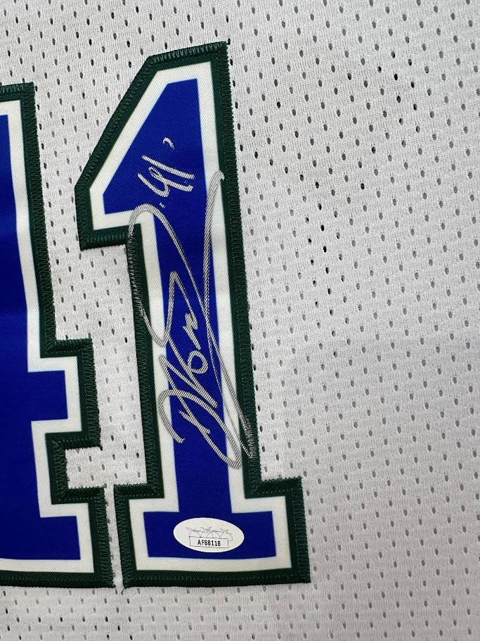 Dirk Nowitzki Autographed Hand Signed Custom Framed Dallas Mavericks Jersey - JSA COA