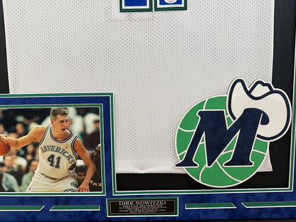 Dirk Nowitzki Autographed Hand Signed Custom Framed Dallas Mavericks Jersey - JSA COA