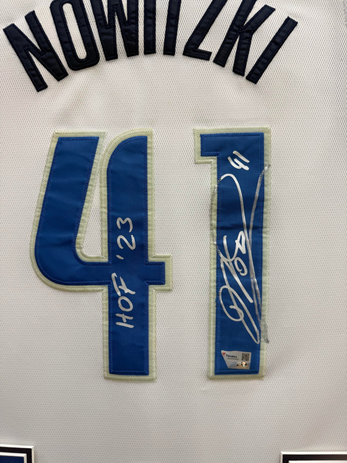 Dirk Nowitzki Autographed Hand Signed Custom Framed Dallas Mavericks "HOF" Inscription Jersey - Fanatics COA