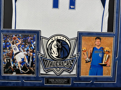 Dirk Nowitzki Autographed Hand Signed Custom Framed Dallas Mavericks Jersey - Fanatics COA