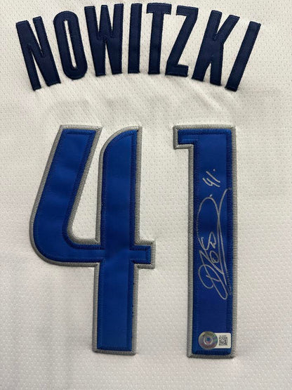 Dirk Nowitzki Autographed Hand Signed Custom Framed Dallas Mavericks Jersey - Beckett COA