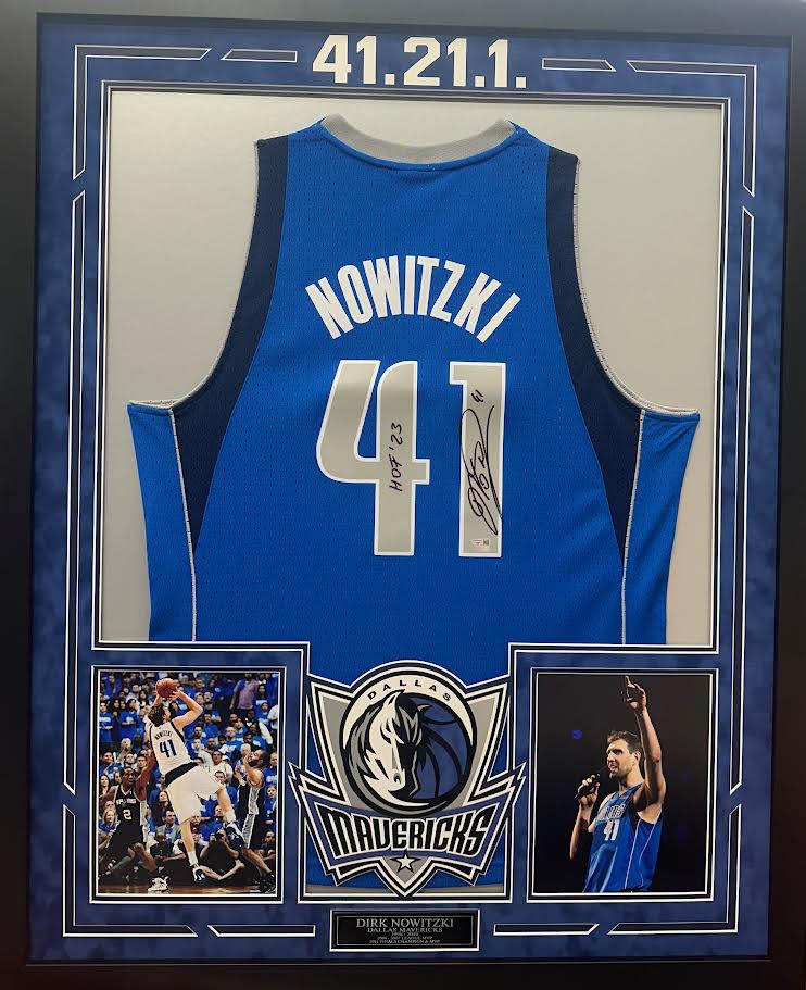 Dirk Nowitzki Autographed Hand Signed Custom Framed Dallas Mavericks Jersey W/ Inscription - Fanatics COA