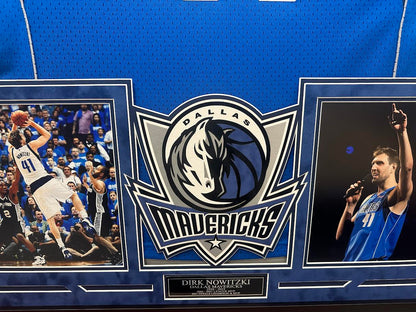 Dirk Nowitzki Autographed Hand Signed Custom Framed Dallas Mavericks Jersey W/ Inscription - Fanatics COA