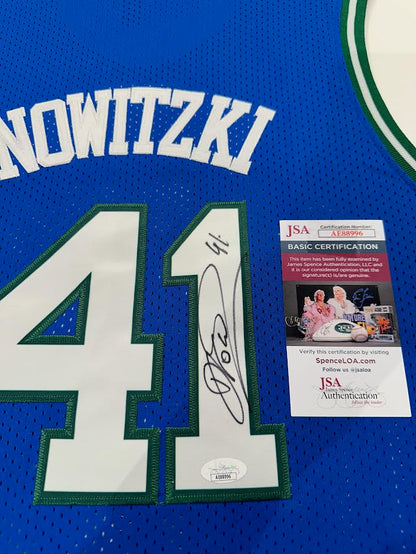 Dirk Nowitzki Autographed Hand Signed Custom Framed Dallas Mavericks Jersey - JSA COA