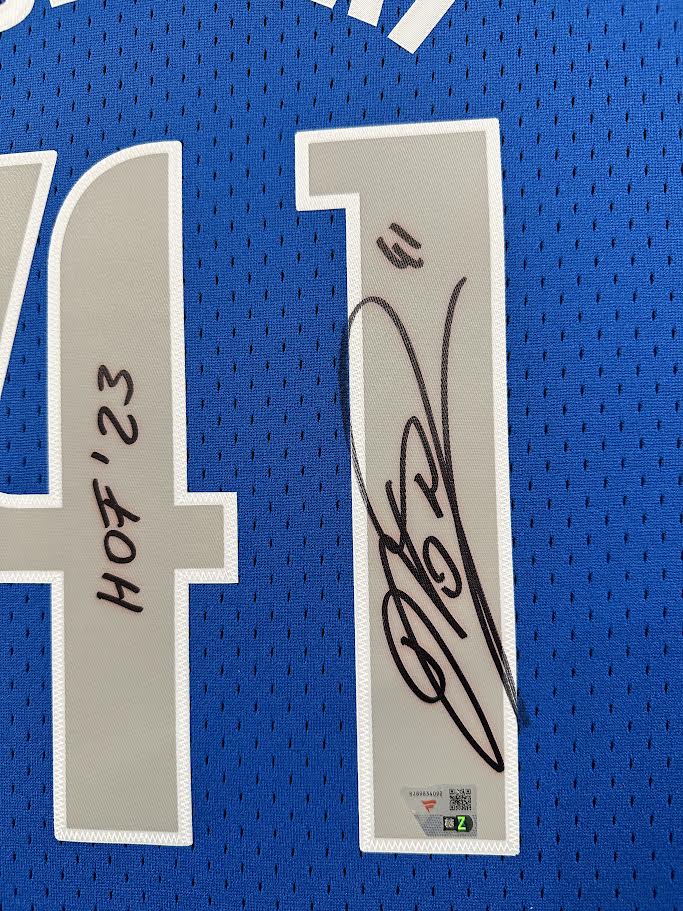 Dirk Nowitzki Autographed Hand Signed Custom Framed Dallas Mavericks Jersey W/ Insc. - Fanatics COA