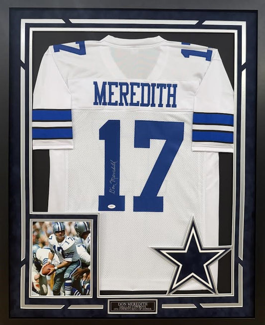 Don Meredith Autographed Hand Signed Custom Framed Dallas Cowboys Jersey - JSA COA
