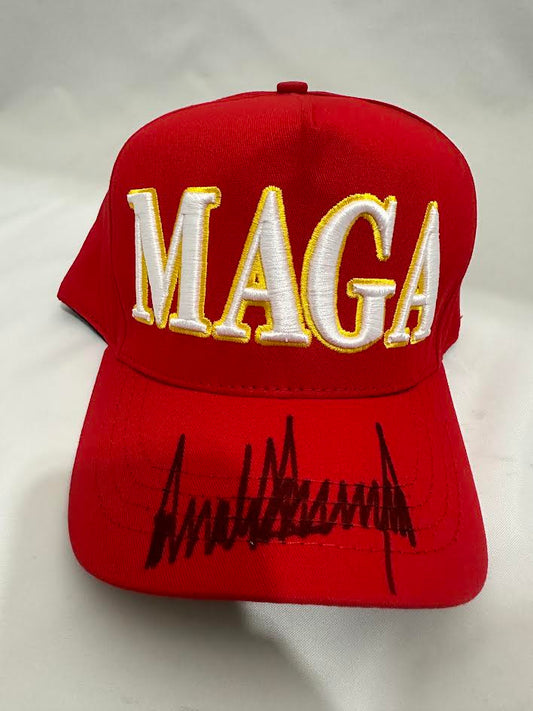 Donald Trump Autographed Hand Signed MAGA Hat (Red) - Beckett LOA