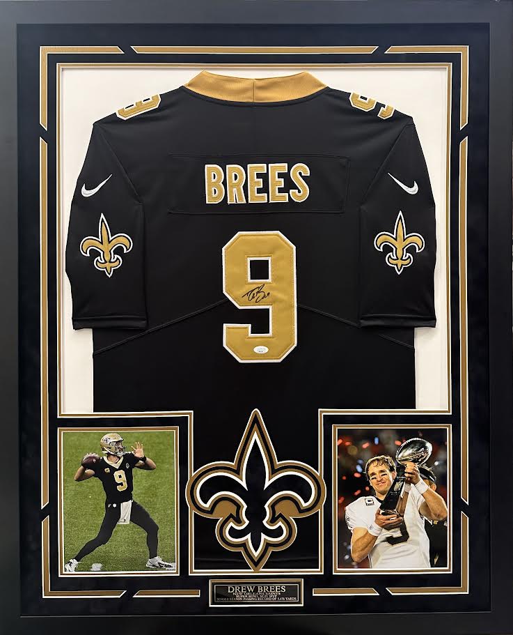 Drew Brees Autographed Hand Signed Custom Framed New Orleans Saints Jersey - JSA COA