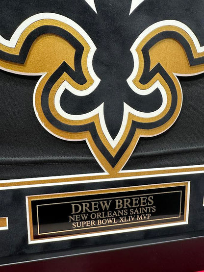 Drew Brees Autographed Hand Signed Custom Framed New Orleans Saints Jersey - JSA COA