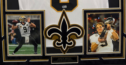 Drew Brees Autographed Hand Signed Custom Framed New Orleans Saints Jersey - Beckett COA