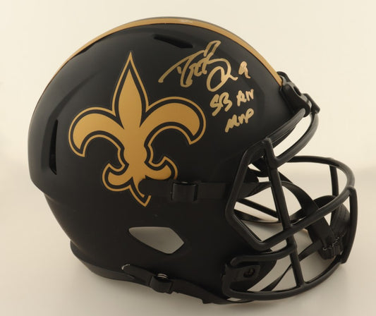 Drew Brees Autographed Hand Signed Full Size Replica Eclipse Speed Helmet W/ Insc. - Beckett COA