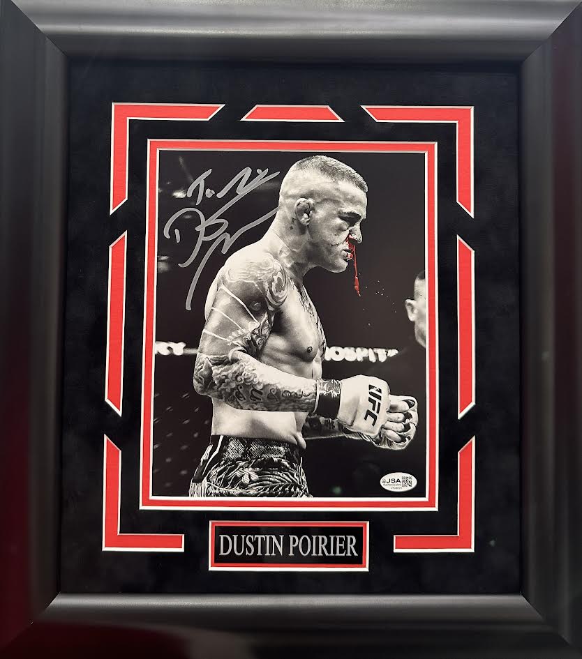 Dustin Poirier Autographed Hand Signed Custom Framed 8x10 Photo - JSA COA