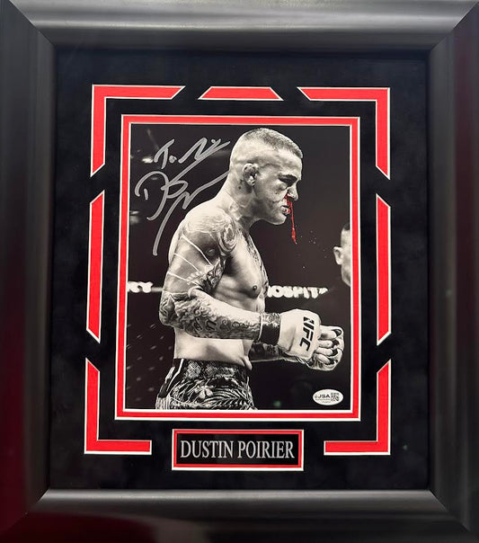 Dustin Poirier Autographed Hand Signed Custom Framed 8x10 Photo - JSA COA
