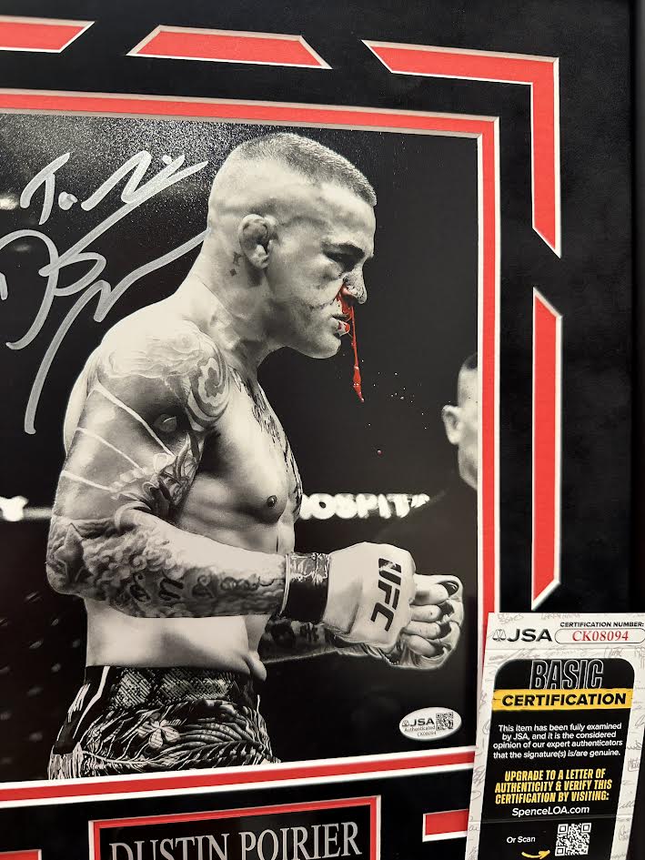 Dustin Poirier Autographed Hand Signed Custom Framed 8x10 Photo - JSA COA
