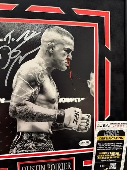 Dustin Poirier Autographed Hand Signed Custom Framed 8x10 Photo - JSA COA