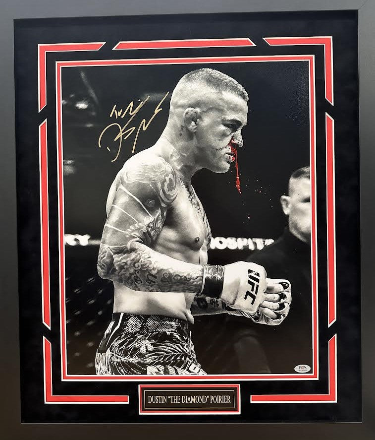 Dustin Poirier Autographed Hand Signed Custom Framed 16x20 Photo - PSA COA