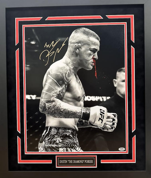 Dustin Poirier Autographed Hand Signed Custom Framed 16x20 Photo - PSA COA