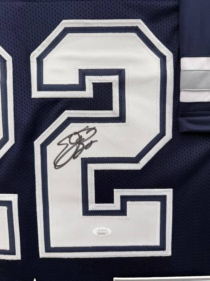 Emmitt Smith Autographed Hand Signed Custom Framed Dallas Cowboys Jersey - JSA COA