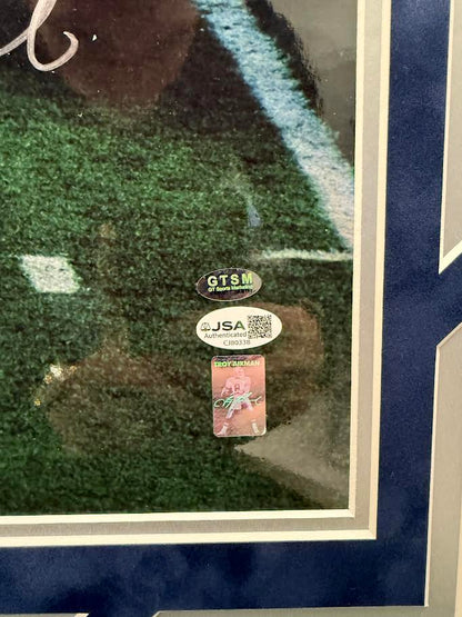 Emmitt Smith / Troy Aikman Autographed Hand Signed Custom Framed 16x20 Dallas Cowboys Photo - JSA COA