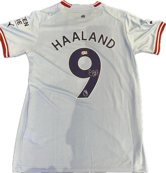 Erling Haaland Autographed Hand Signed Manchester City Jersey - Beckett COA