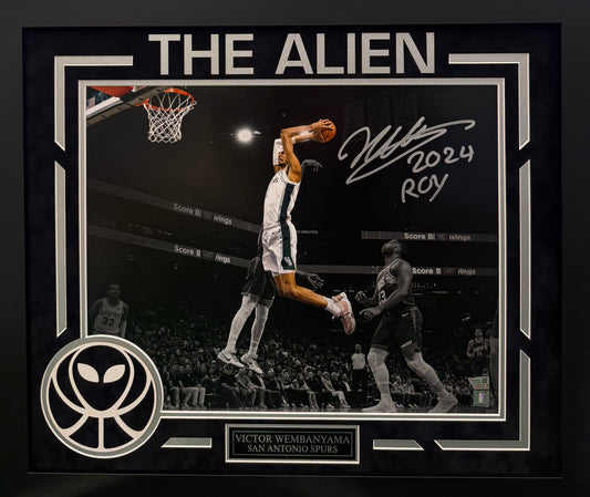 Victor Wembanyama Autographed Hand Signed Custom Framed 16x20 San Antonio Spurs Photo - Fanatics COA