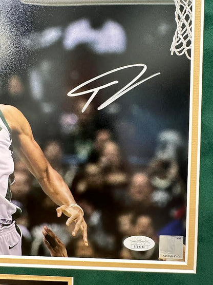Giannis Antetokounmpo Autographed Hand Signed Custom Framed 11x14 Milwaukee Bucks Photo - JSA COA