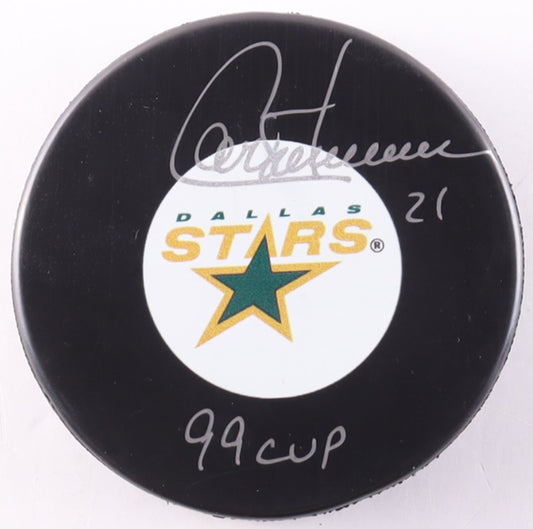 Guy Carbonneau Autographed Hand Signed Dallas Stars Puck W/ Insc. - COJO COA