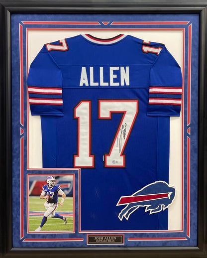 Josh Allen Autographed Hand Signed Custom Framed Buffalo Bills Jersey - Beckett COA