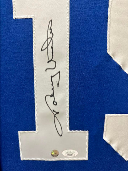 Johnny Unitas Autographed Hand Signed Custom Framed Baltimore Colts Jersey - JSA COA