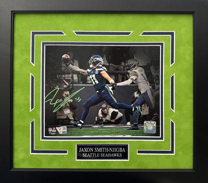 Jaxon Smith-Njigba Autographed Hand Signed Custom Framed 8x10 Seattle Seahawks Photo - Fanatics COA