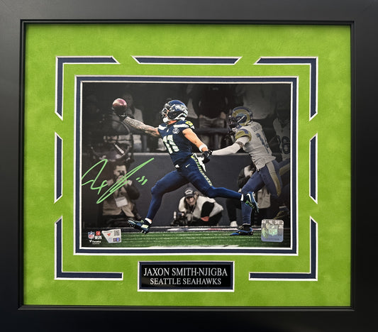 Jaxon Smith-Njigba Autographed Hand Signed Custom Framed 8x10 Seattle Seahawks Photo - Fanatics COA