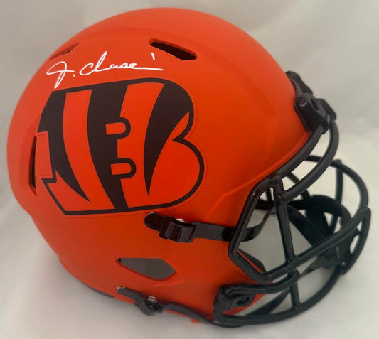 Ja'Marr Chase Autographed Hand Signed Full Size Replica Cincinnati Bengals Helmet - Beckett COA