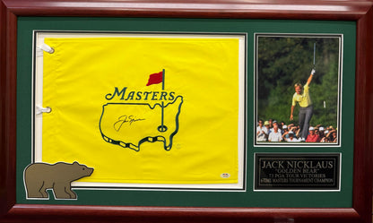 Jack Nicklaus Autographed Hand Signed Custom Framed Masters Flag - PSA COA