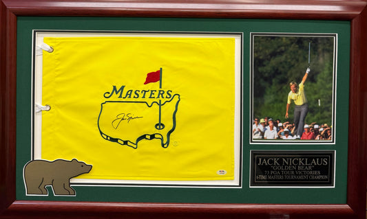 Jack Nicklaus Autographed Hand Signed Custom Framed Masters Flag - PSA COA