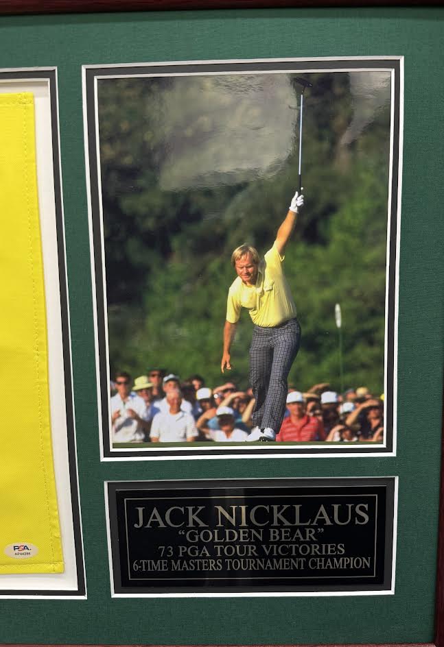 Jack Nicklaus Autographed Hand Signed Custom Framed Masters Flag - PSA COA
