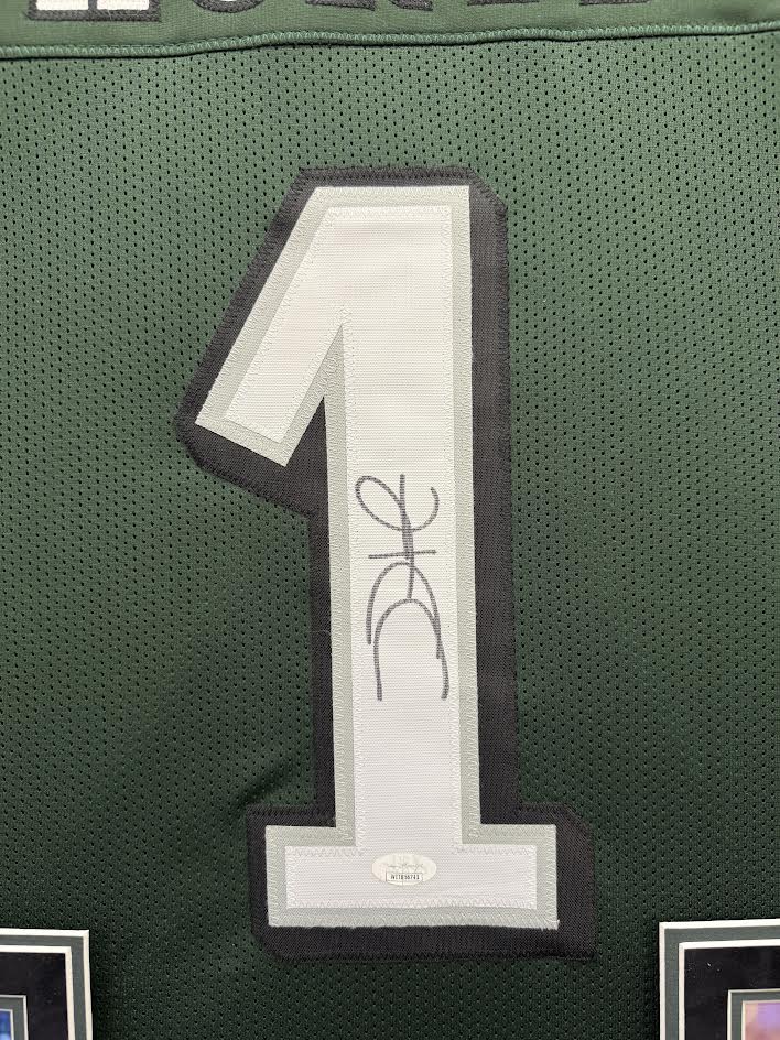 Jalen Hurts Autographed Hand Signed Custom Framed Philadelphia Eagles Jersey (Green) - JSA COA