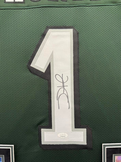 Jalen Hurts Autographed Hand Signed Custom Framed Philadelphia Eagles Jersey (Green) - JSA COA