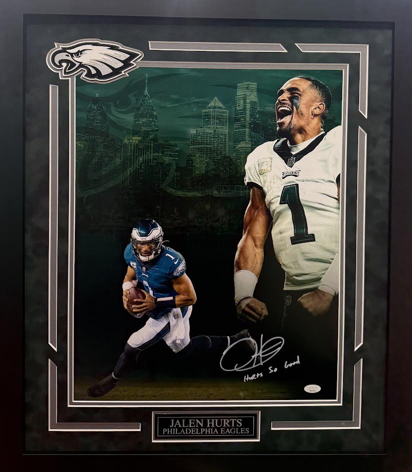 Jalen Hurts Autographed Hand Signed Custom Framed 16x20 Philadelphia Eagles Photo W/ Insc. - JSA COA