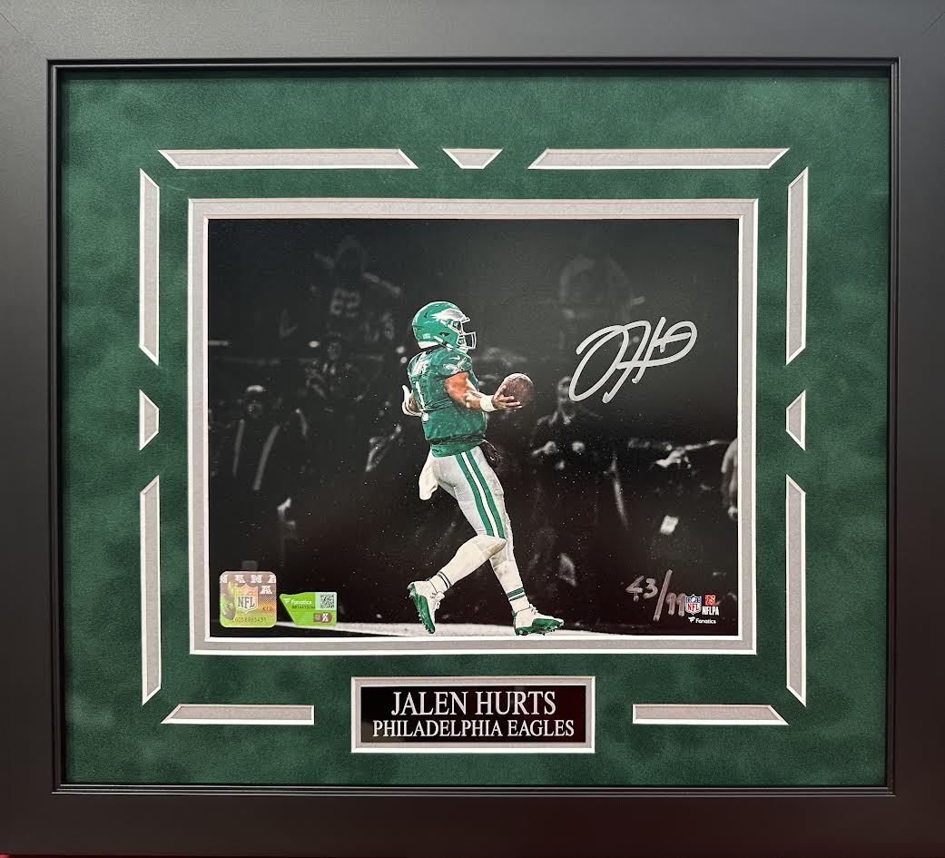 Jalen Hurts Autographed Hand Signed Custom Framed 8x10 Philadelphia Eagles Photo - Fanatics COA
