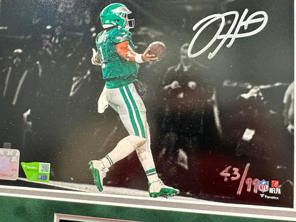Jalen Hurts Autographed Hand Signed Custom Framed 8x10 Philadelphia Eagles Photo - Fanatics COA