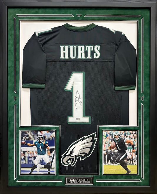 Jalen Hurts Autographed Hand Signed Custom Framed Philadelphia Eagles Jersey - Tristar COA