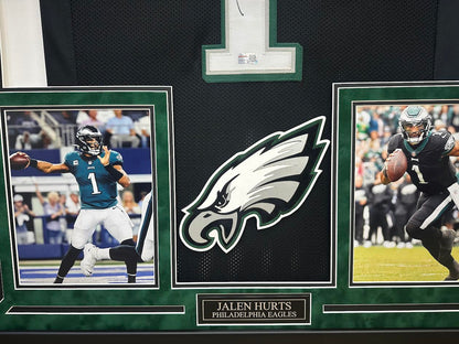 Jalen Hurts Autographed Hand Signed Custom Framed Philadelphia Eagles Jersey - Tristar COA