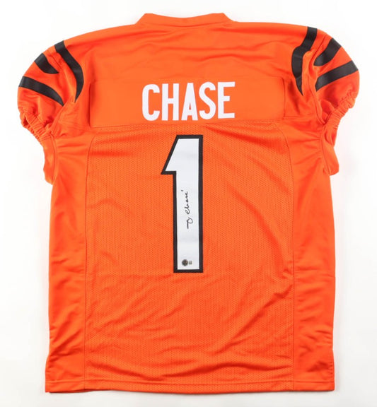 Ja'Marr Chase Autographed Hand Signed Custom Cincinnati Bengals Jersey - Beckett COA