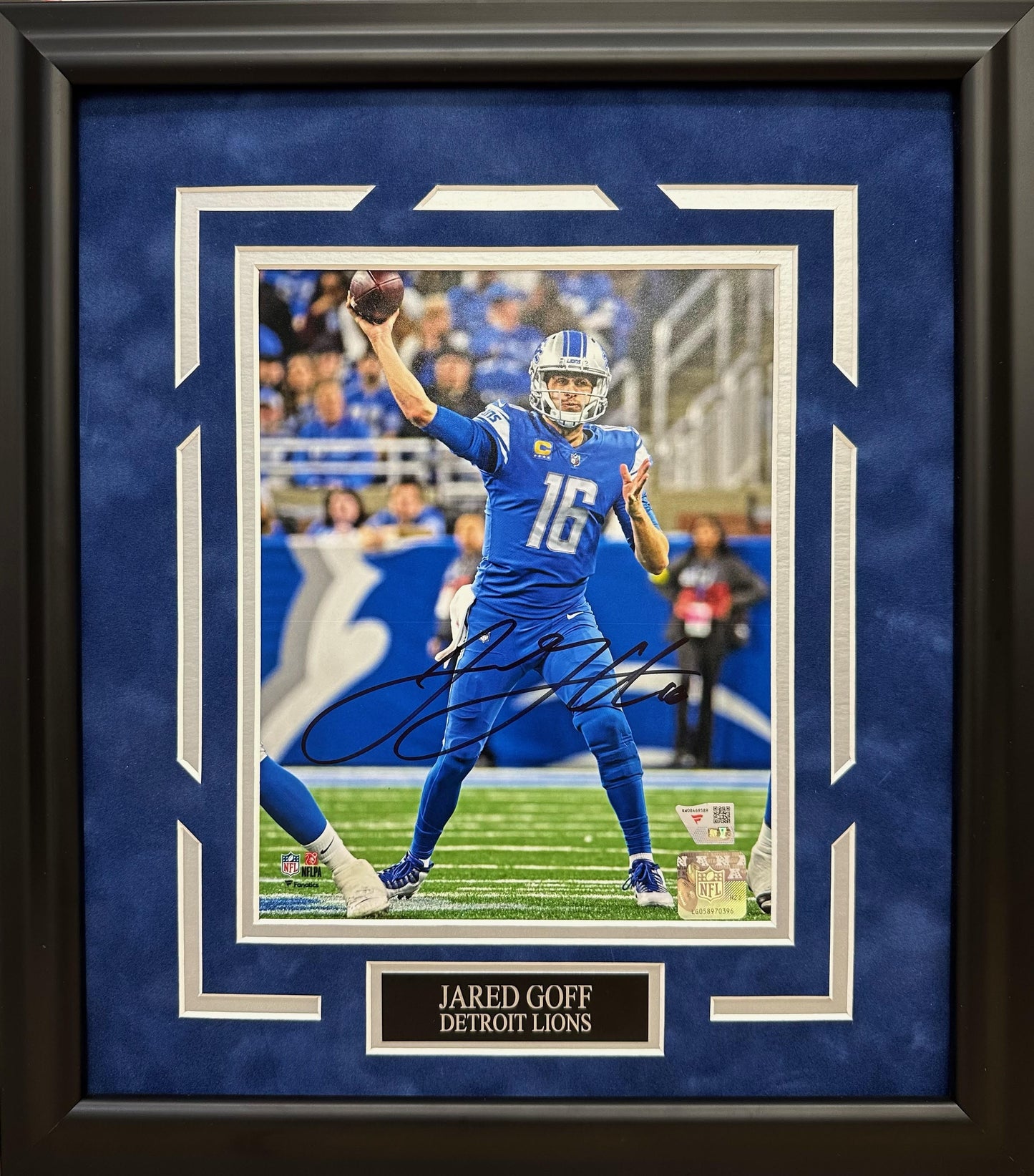 Jared Goff Autographed Hand Signed Custom Framed 8x10 Detroit Lions Photo - Fanatics