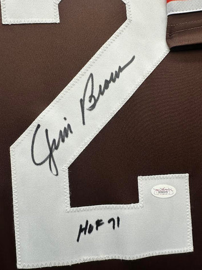 Jim Brown Autographed Hand Signed Custom Framed Cleveland Browns Jersey - JSA COA